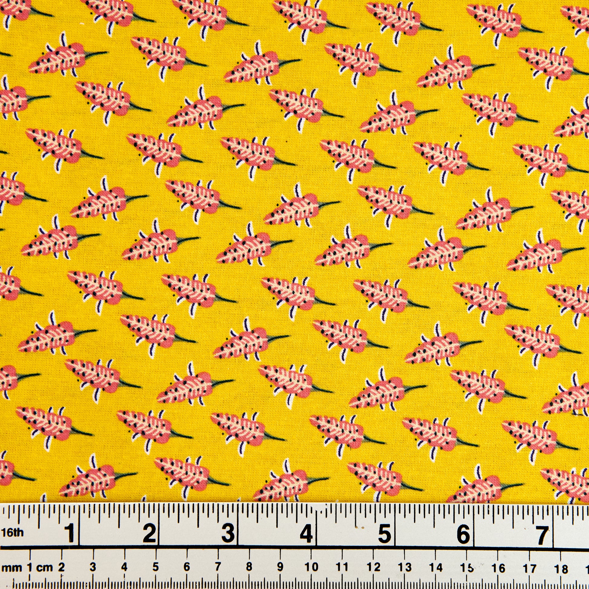 Craft Prints Fabric, Camil Plants, Pink Buds- Width 112cm