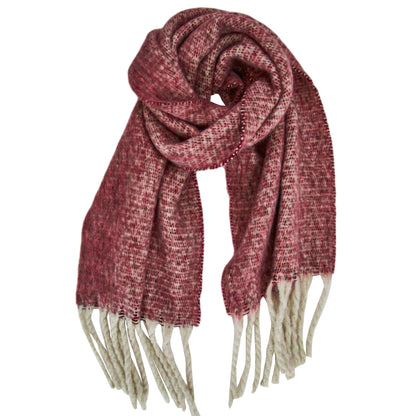 Polyester Scarf, Red- 36x178cm + 20cm Fringe