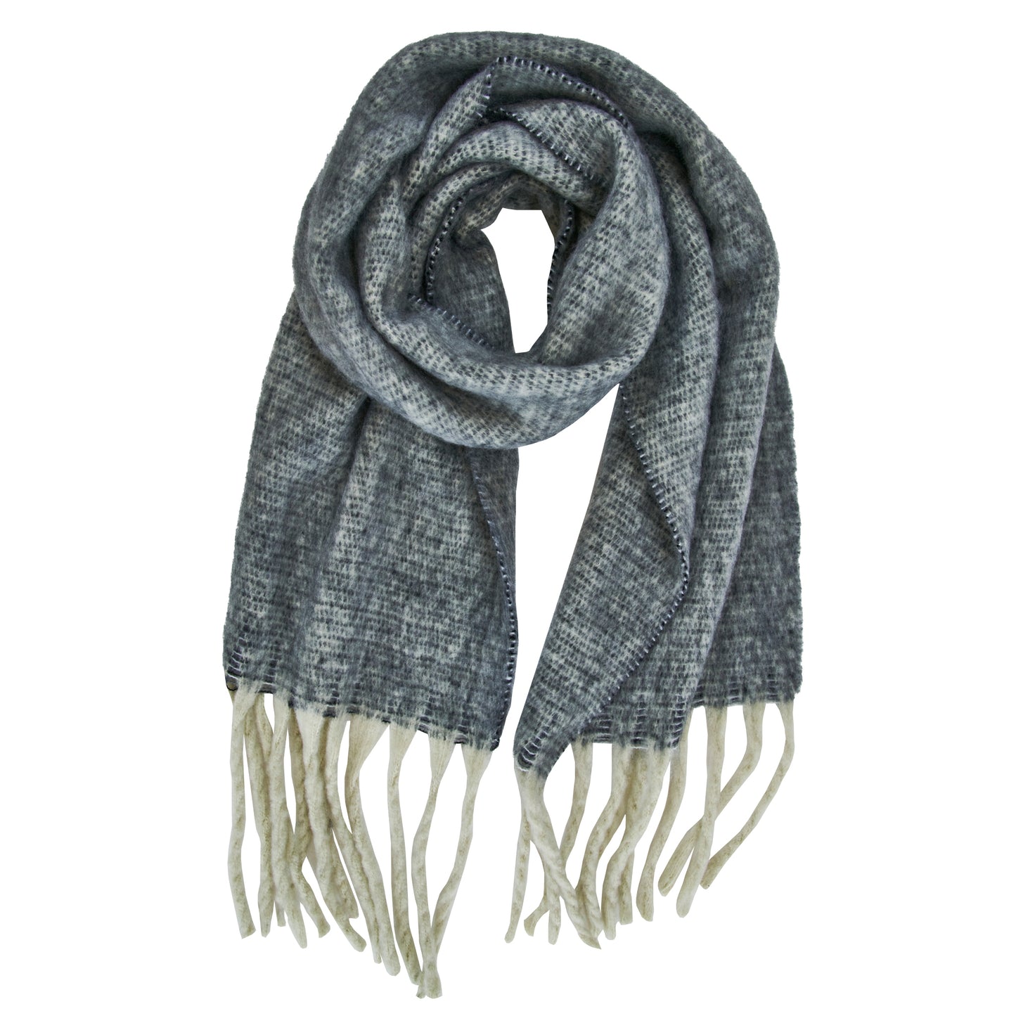 Polyester Scarf, Black- 36x178cm + 20cm Fringe