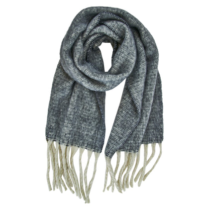 Polyester Scarf, Black- 36x178cm + 20cm Fringe