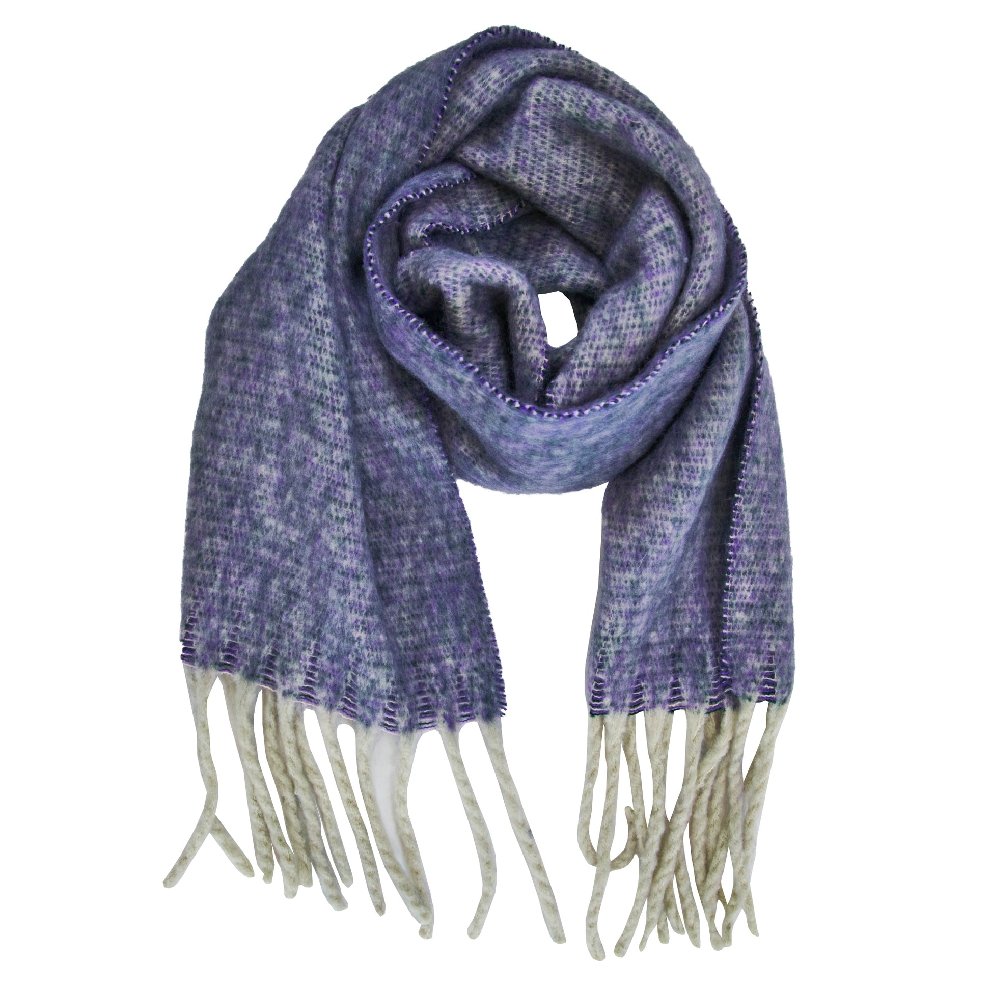 Polyester Scarf, Blue- 36x178cm + 20cm Fringe