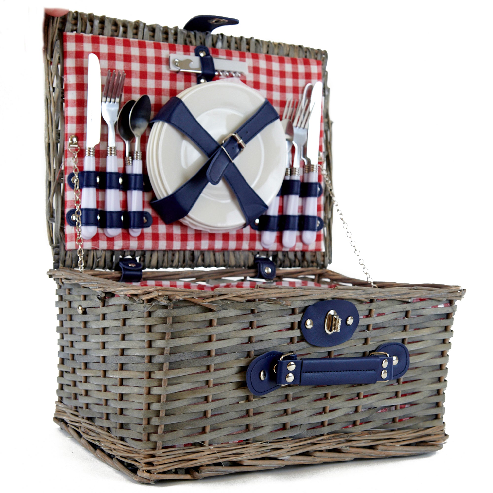 Makr Willow Picnic Basket in Red Gingham Lining Lincraft