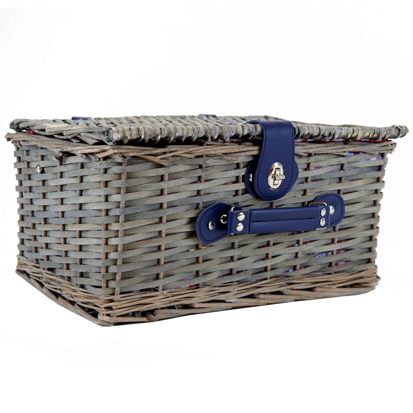 Makr Willow Picnic Basket in Blue Gingham Lining