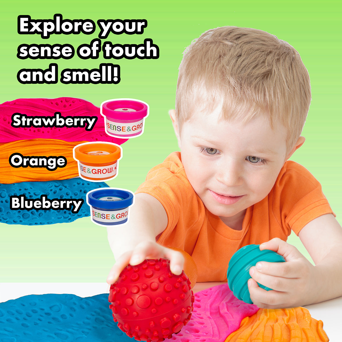 Sense & Grow, Mix & Match Sensory Textured Rollers & Scented Dough Set