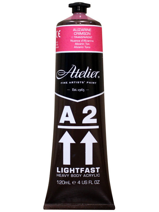 A2 Lightfast Heavy Body Acrylic, Alizarine Crimson Hue- 120ml