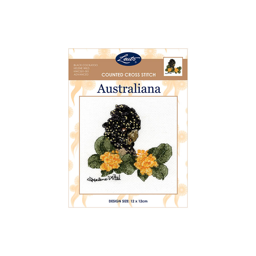 Helene Wild Cross Stitch Kit, Black Cocatoo 12x12cm Lincraft