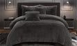 Duchess 3 Piece Shaggy Fleece Comforter Set, Charcoal