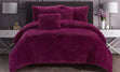 Duchess 3 Piece Shaggy Fleece Comforter Set, Purple