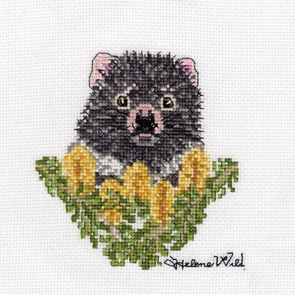 Helene Wild Cross Stitch Kit, Tasmanian Devil- 12x12cm