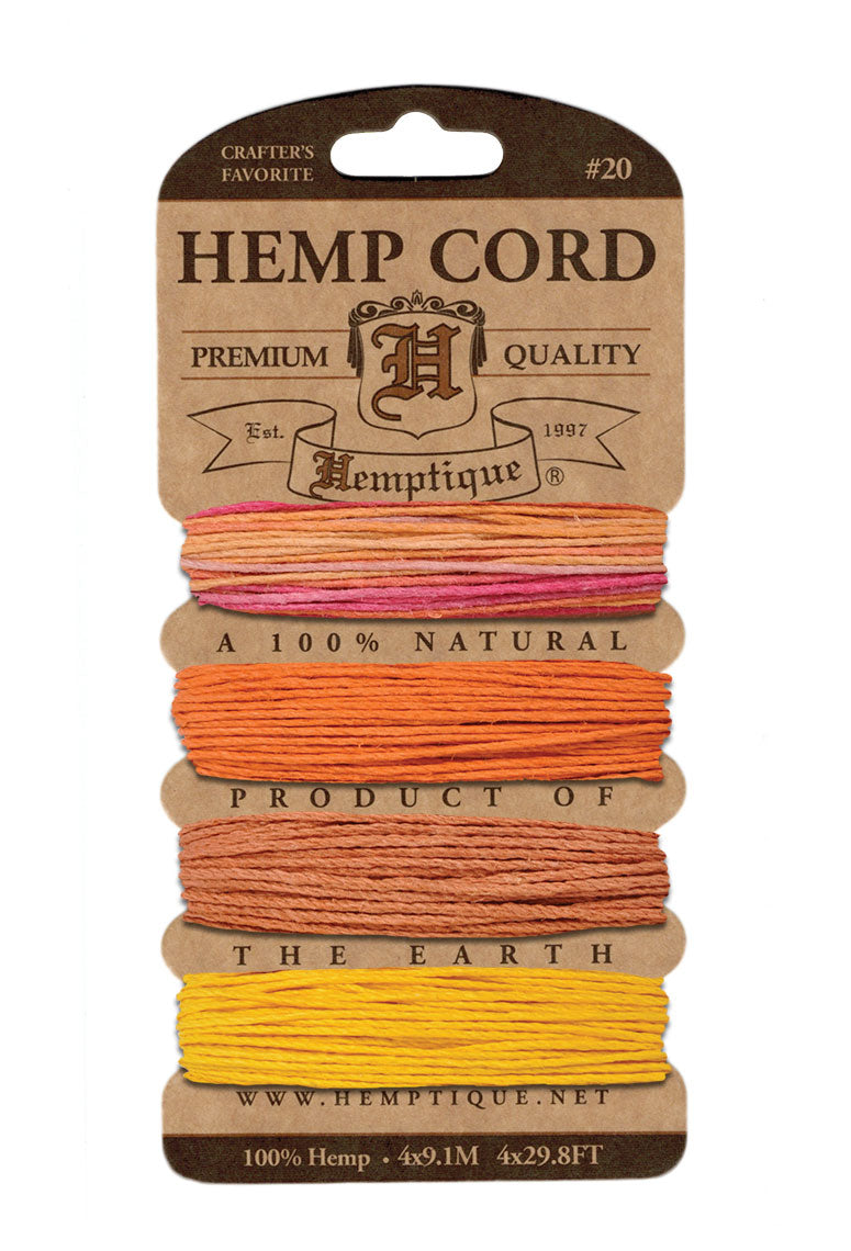 Hemptique Card Cord Set #20, Sun Glow