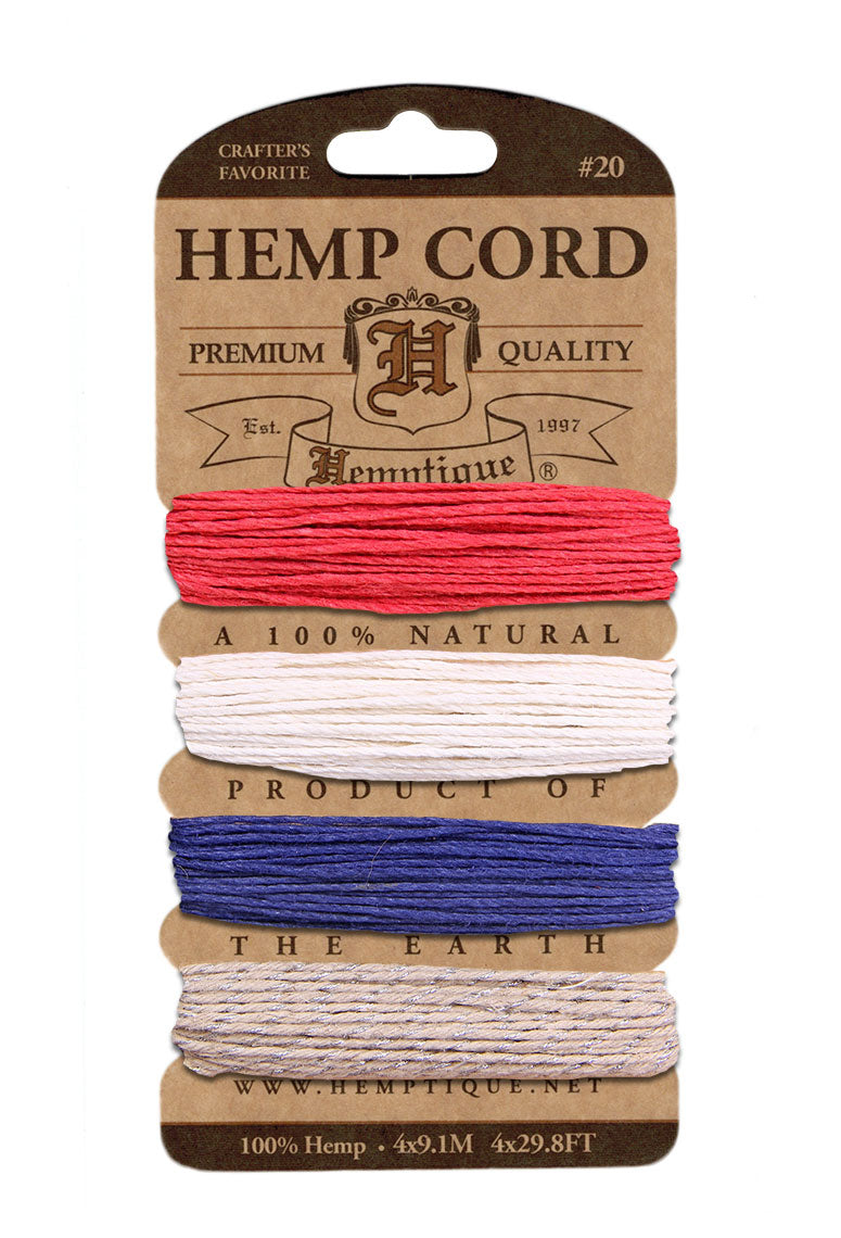 Hemptique Card Cord Set #20, Americana Silver