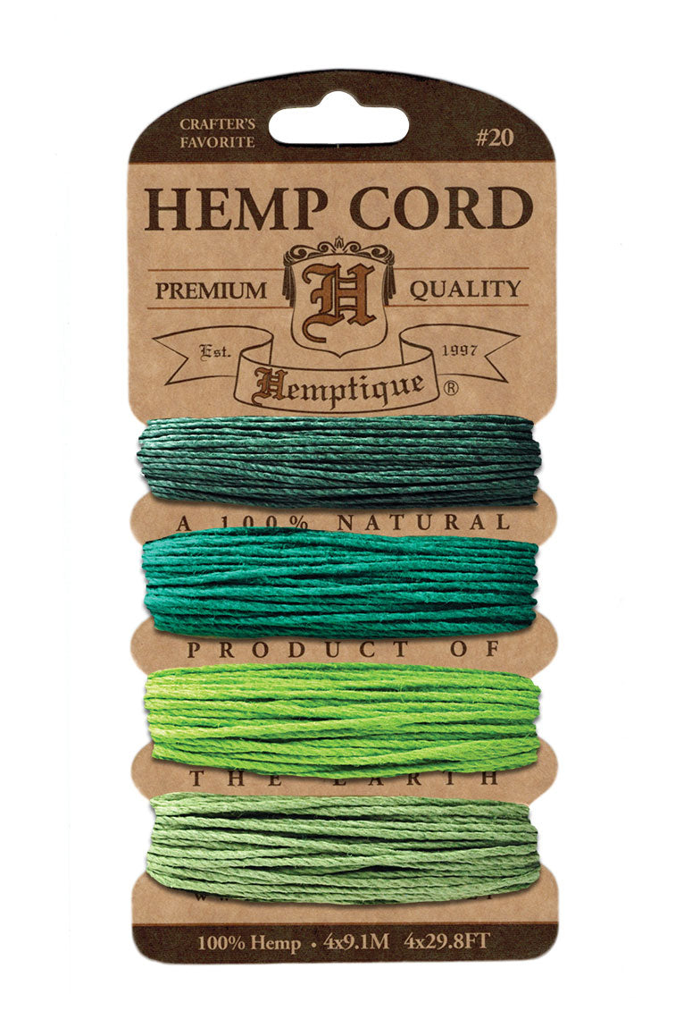 Hemptique Card Cord Set #20, Emerald