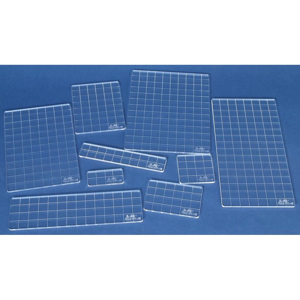 Tim Holtz Acrylic Stamping Grid Blocks Pk9