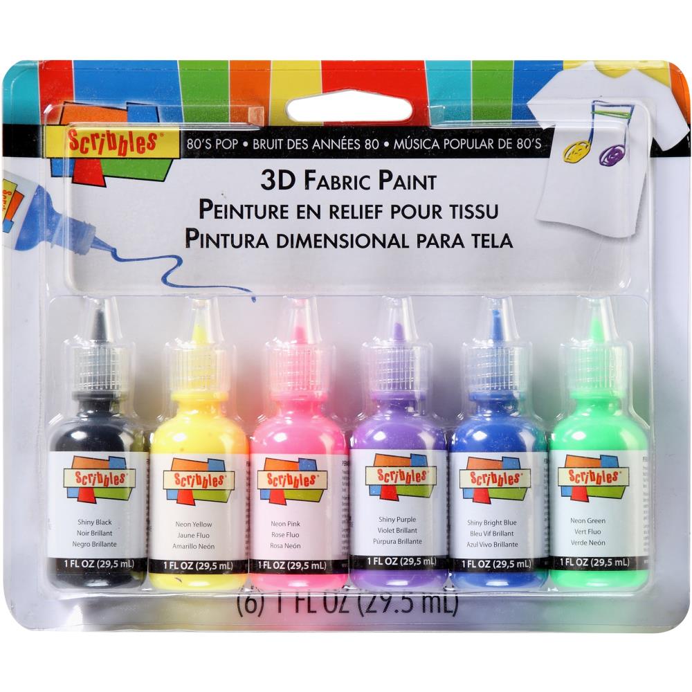 Scribbles 3D Fabric Paint, 80's Pop- 29.5ml