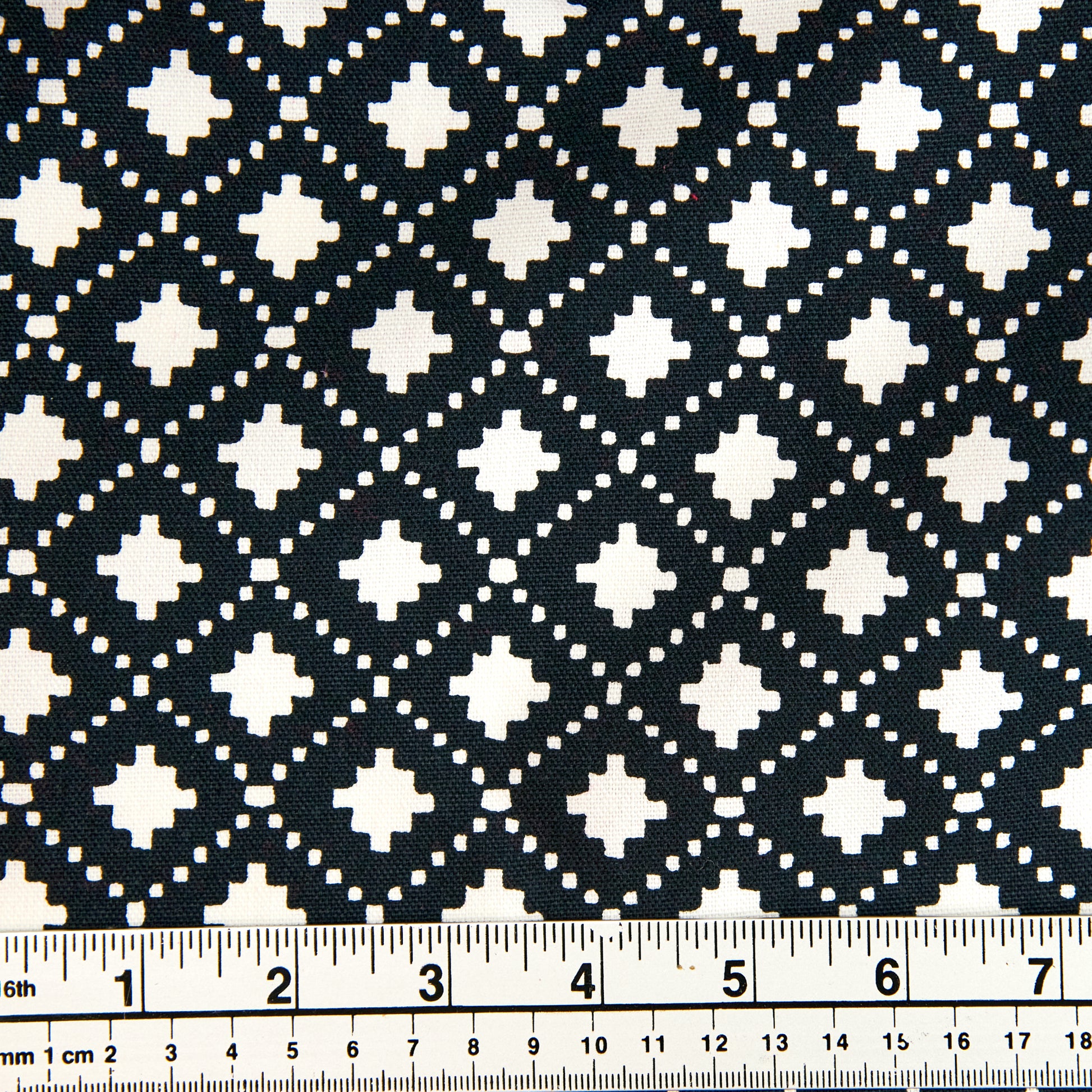 Printed Cotton Duck Fabric, Black Board Check- Width 140cm