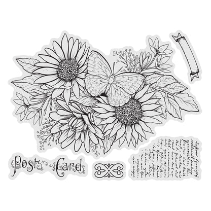 Vintage Blooms Stamp and Colour Set, Sunflower- 5pc