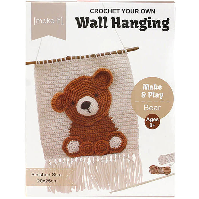 Make & Play 3D Wall Hangings Crochet Kit, Bear- 20x25cm