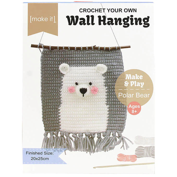 Make & Play 3D Wall Hangings Crochet Kit, Polar Bear- 22x25cm