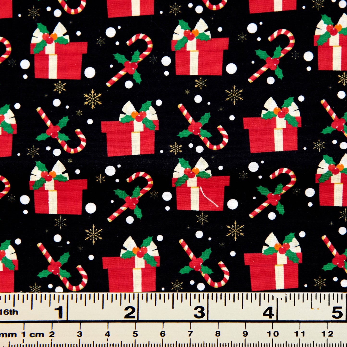 Reusable Fabric Wrap, Christmas Black- 70x70cm