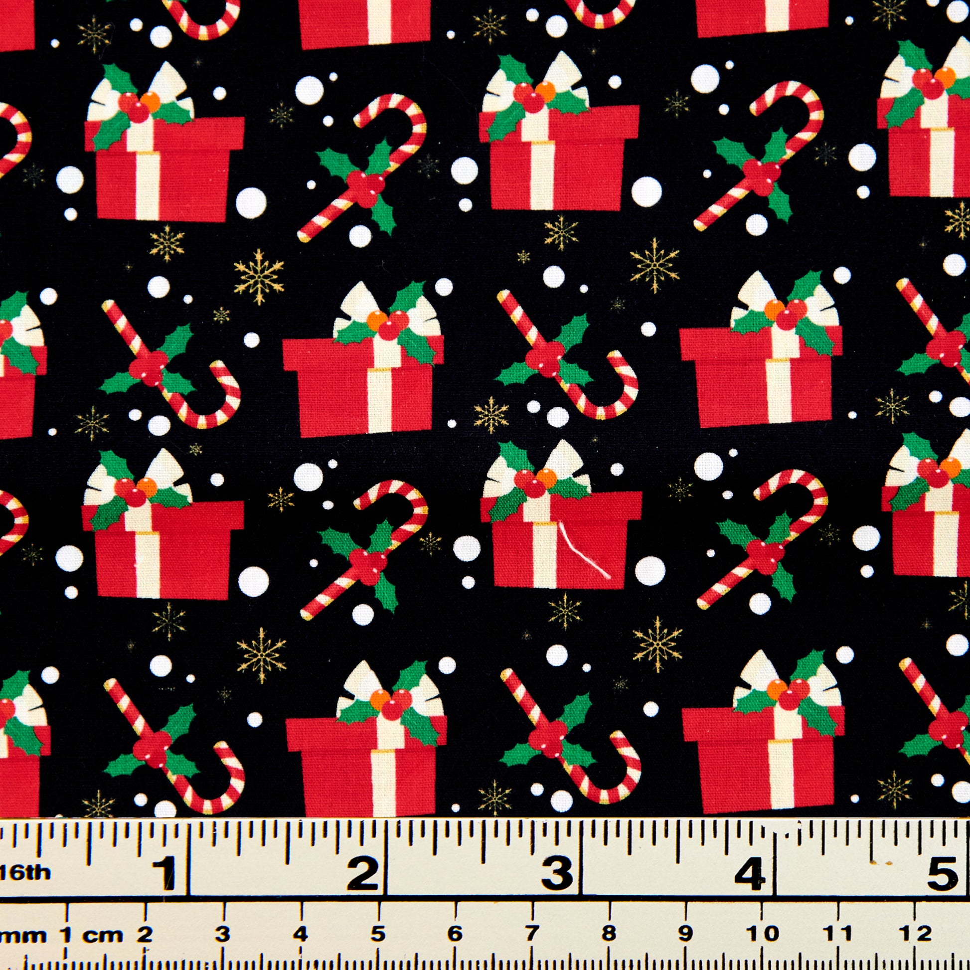 Reusable Fabric Wrap, Christmas Black- 70x70cm