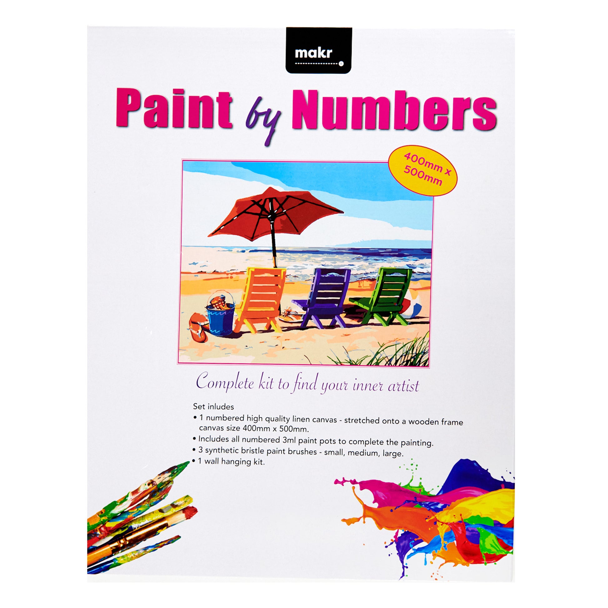 Makr Paint by Numbers Kit Series 3, Beach Daze- 40x50cm