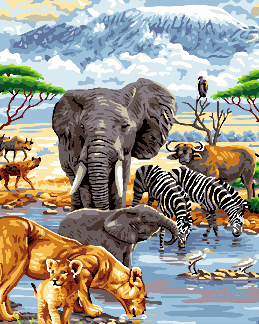 Makr Paint by Numbers Kit Series 3, The Waterhole- 40x50cm