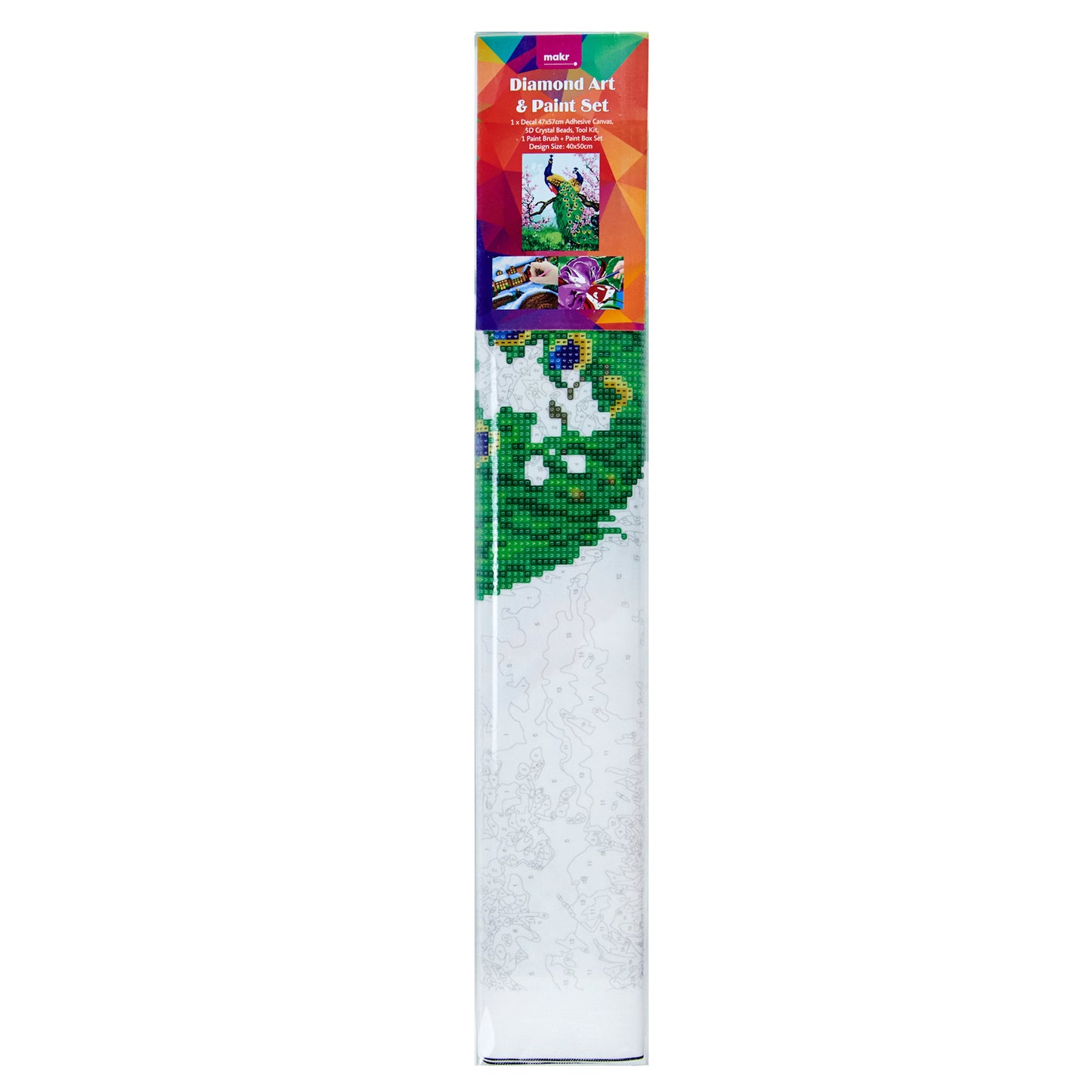 Makr Diamond Art & Paint Set, Peacocks- 47cmx57cm