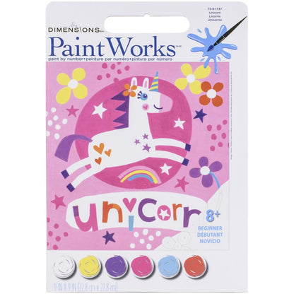 Paint Works Paint By Number Kit, Unicorn- 9"x9"