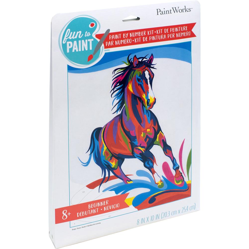 Paint Works Paint By Number Kit, Colorful Horse- 8"x10"