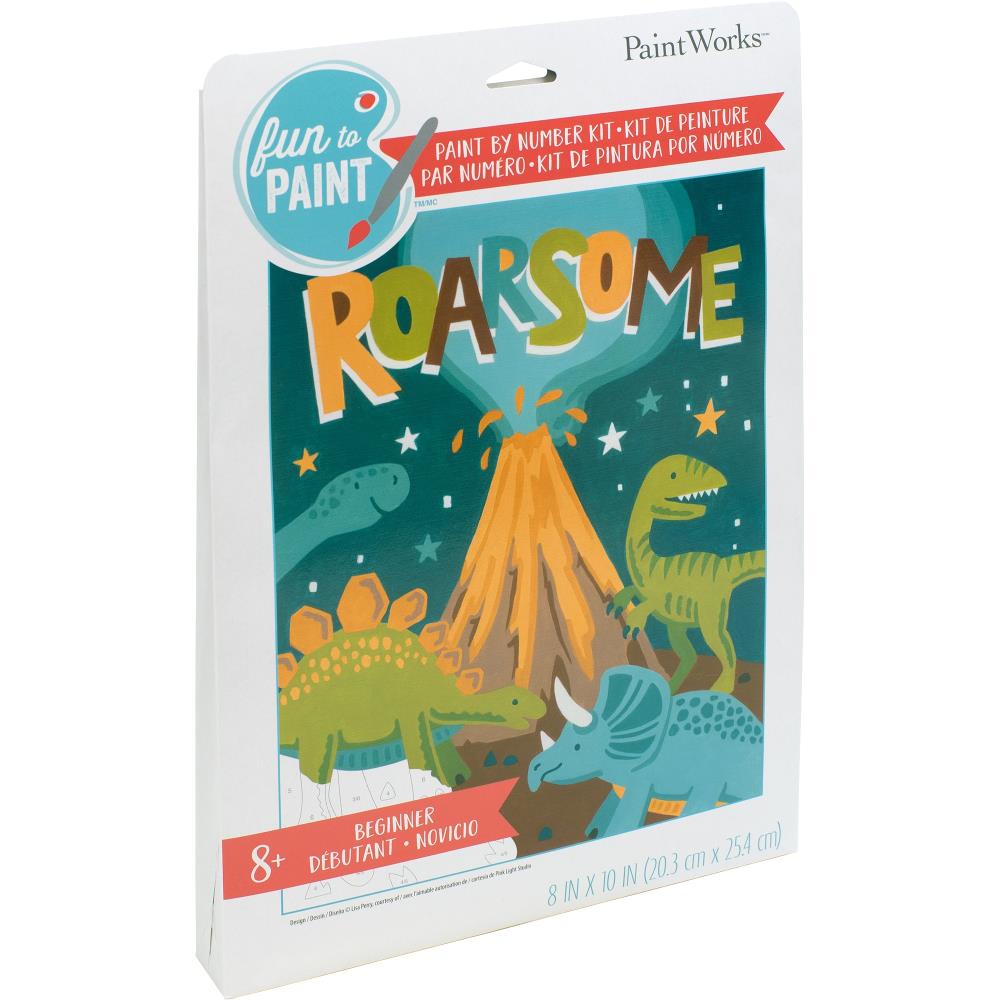 Paint Works Paint By Number Kit, Roarsome Dinos- 8"x10"