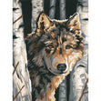Paint Works Paint By Number Kit, Wolf Among Birches- 9"x12"