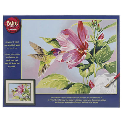 Paint Works Paint By Number Kit, Hibiscus Hummingbird- 14"x11"