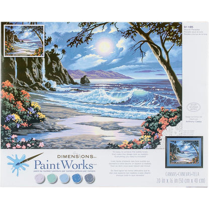 Paint Works Paint By Number Kit, Moonlit Paradise- 20"x16"