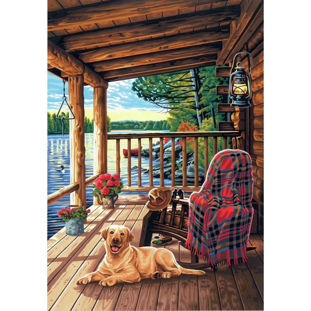 Paint Works Paint By Number Kit, Log Cabin Porch- 14"x20"