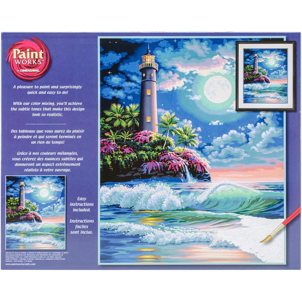 Paint Works Paint By Number Kit, Lighthouse In The Moonlight- 16"x20"