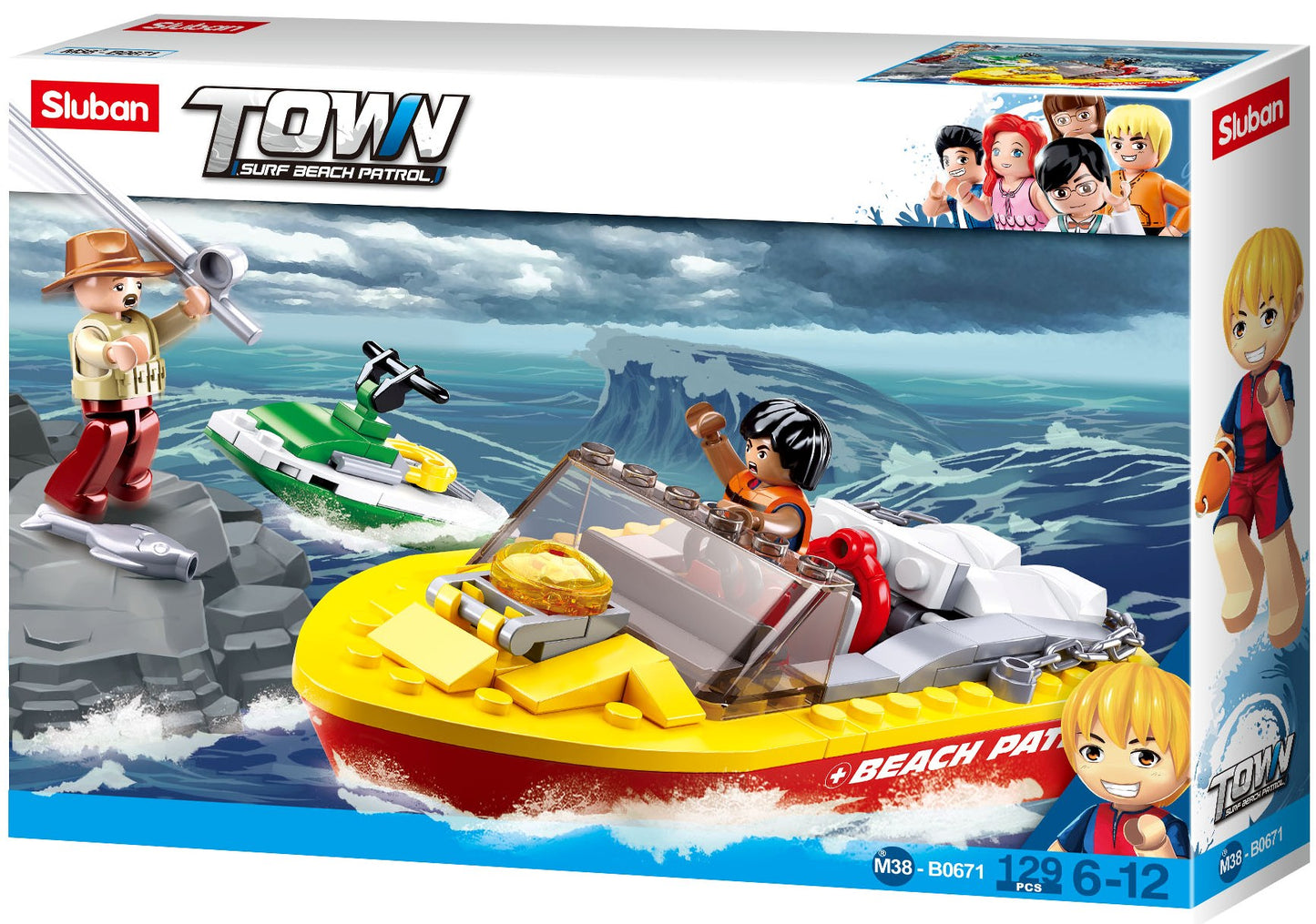 Sluban Town, Surf Beach Patrol Rescue Boat, 129pc