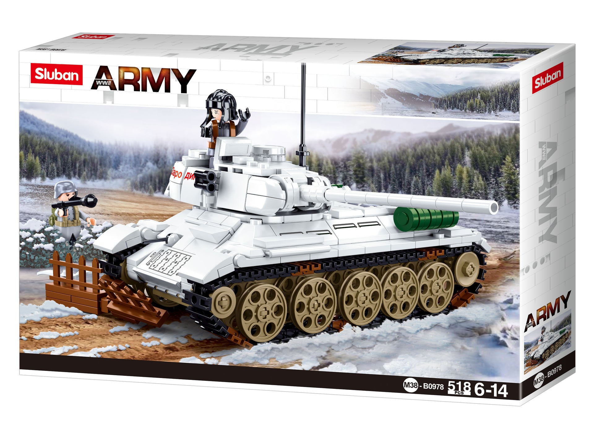 Sluban Army Battle Of Budapest, Medium Tank White- 518pc