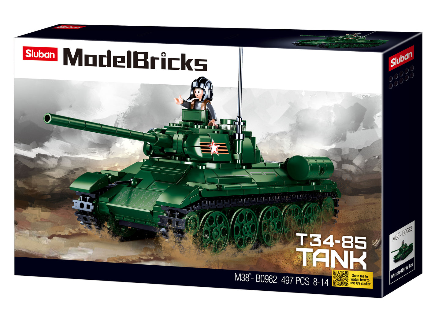 Sluban Model Bricks, Medium Tank Green- 497pc