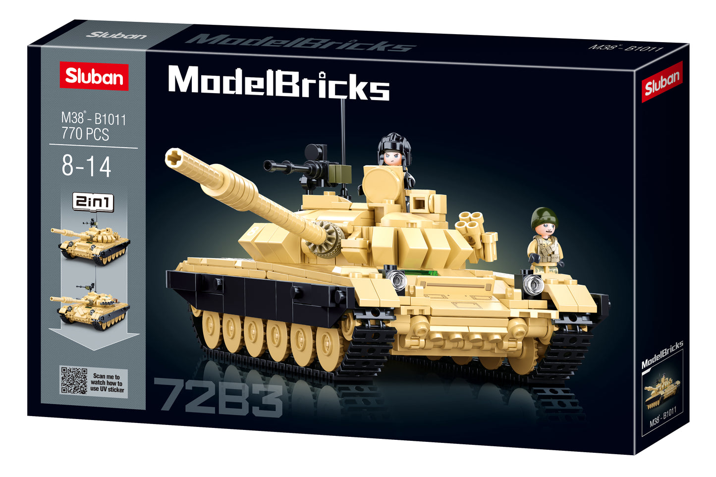 Sluban Model Bricks, T-7283 2-in-1 Main Battle Tank- 770pc