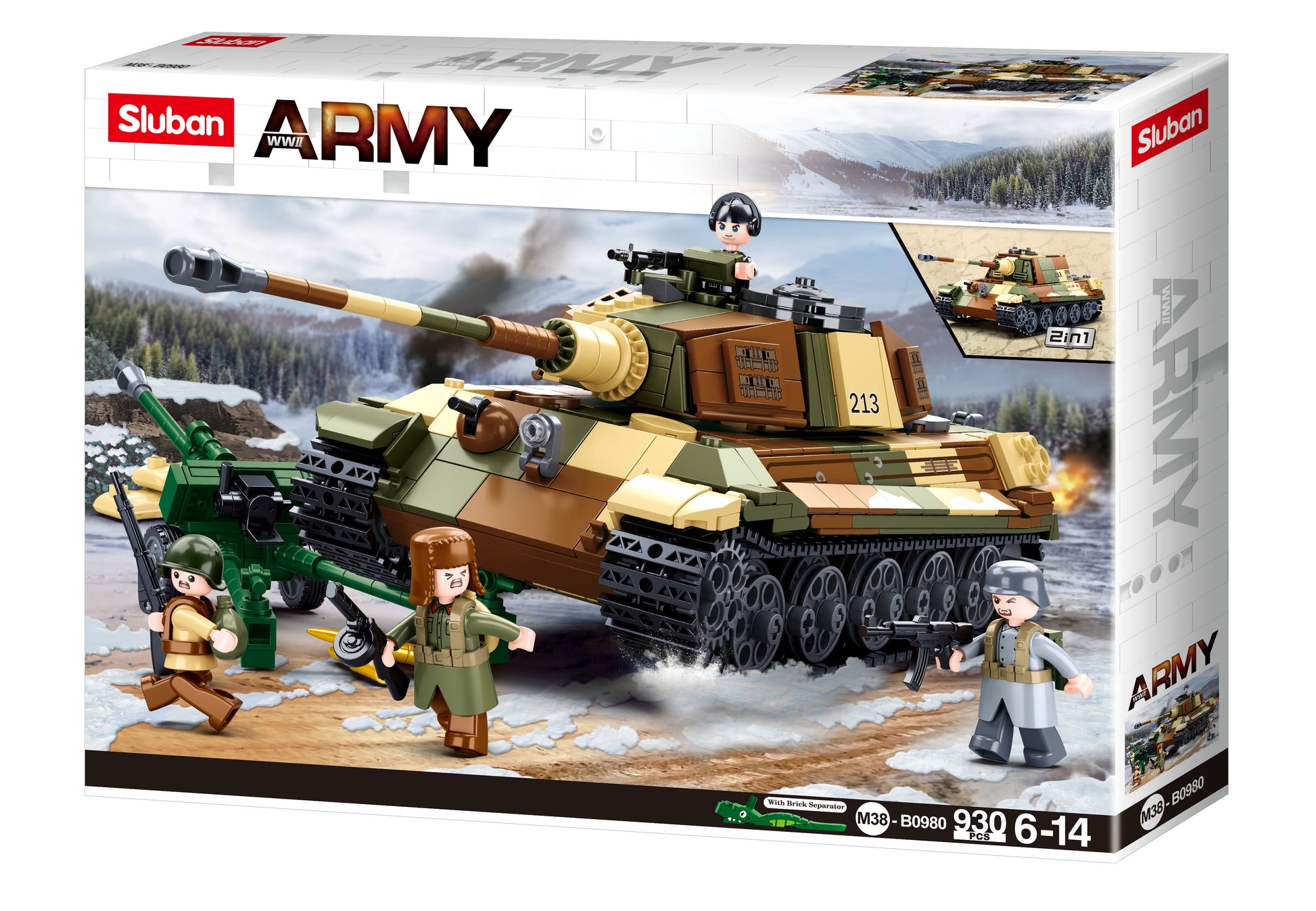 Sluban Army Battle Of Budapest, The King Tiger Heavy Tank- 930pc