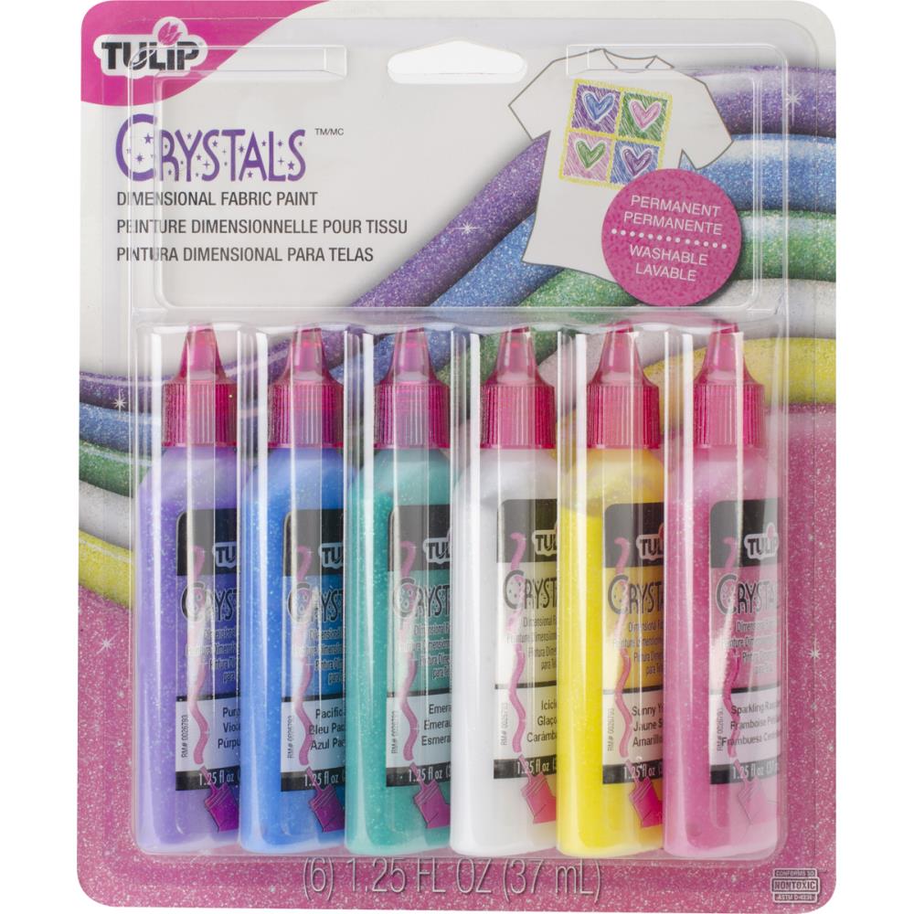 Tulip Dimensional Fabric Paints 37ml (1.25oz), Crystals- 6pk