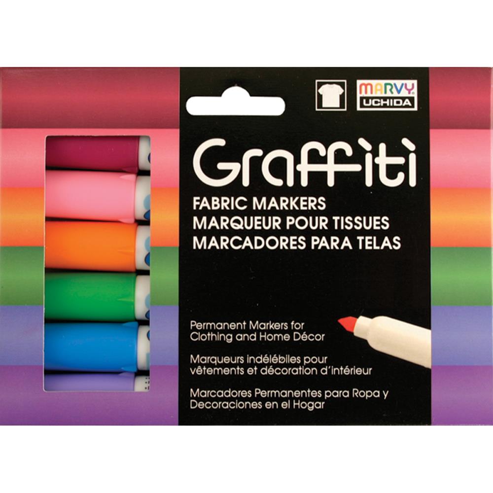 Marvy Uchida Graffitti Fabric Markers, 6pk