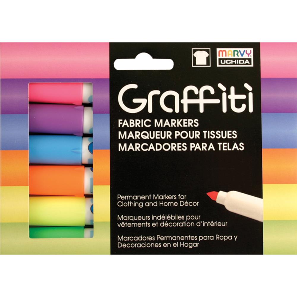 Marvy Uchida Graffitti Fabric Markers, 6pk