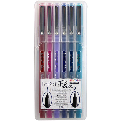 Le Pen Flex Calligraphy Pen Set, Jewel Colours- 6pk