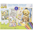 Pencil Works Color By Number Kit, 9x12" Friendly Animals- 4pk