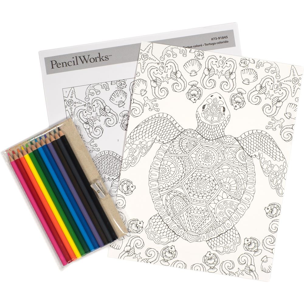 Pencil Works Color By Number Kit, Colorful Turtle- 9x12"