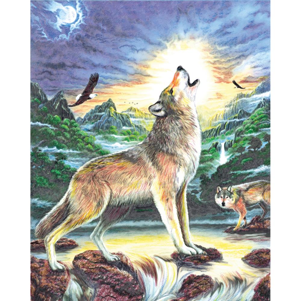 Royal Langnickel Color Pencil By Number, Wolf At Night- 8.75x11.75"