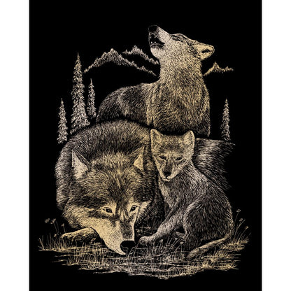 Royal Langnickel Gold Foil Engraving Art, Wolves- 8x10"