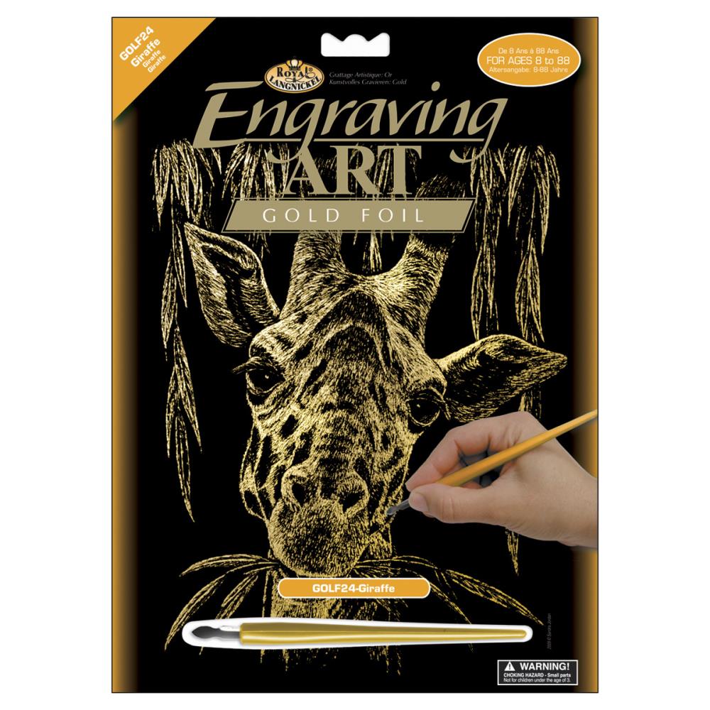 Royal Langnickel Gold Foil Engraving Art, Giraffe- 8x10"