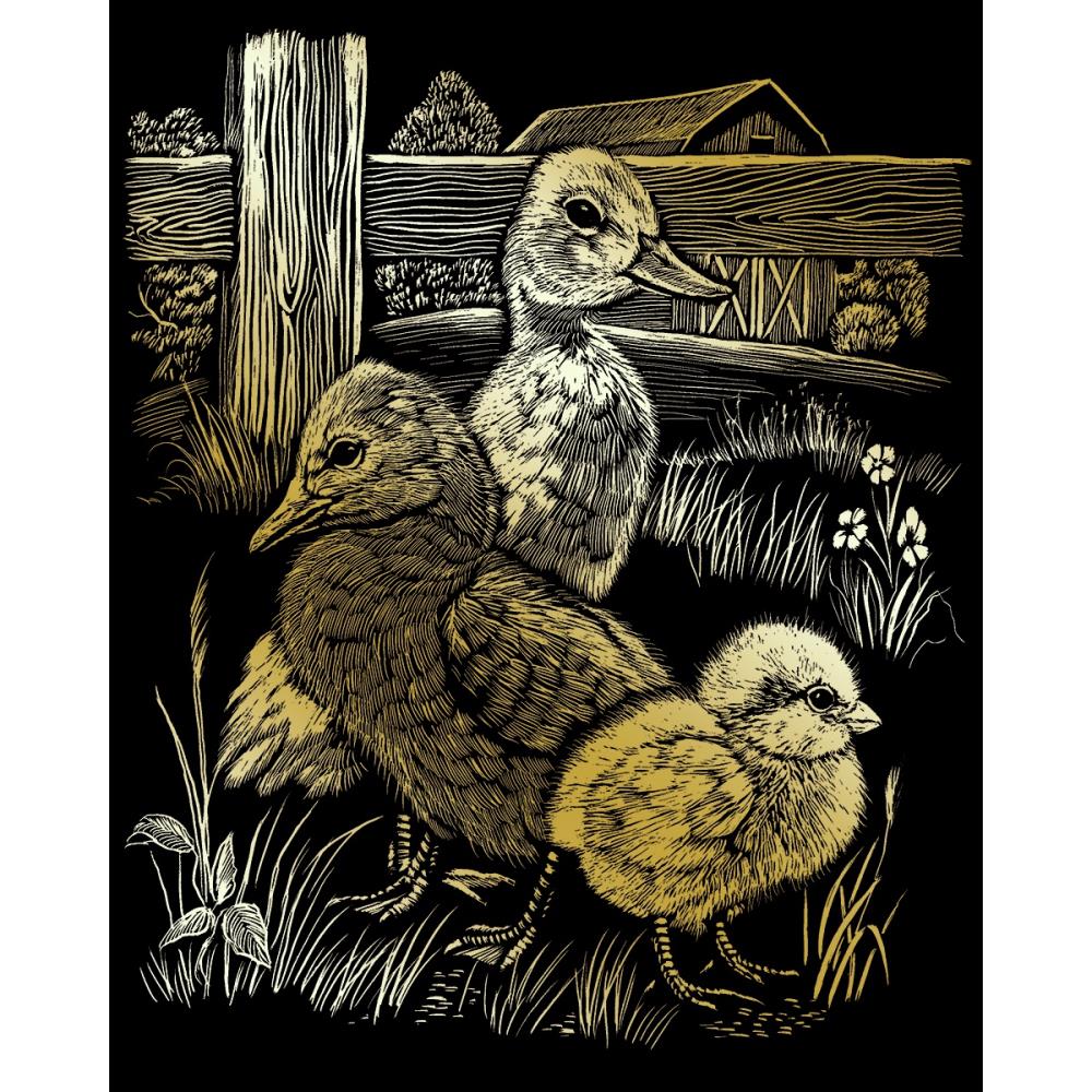 Royal Langnickel Gold Foil Engraving Art, Hatchlings- 8x10"